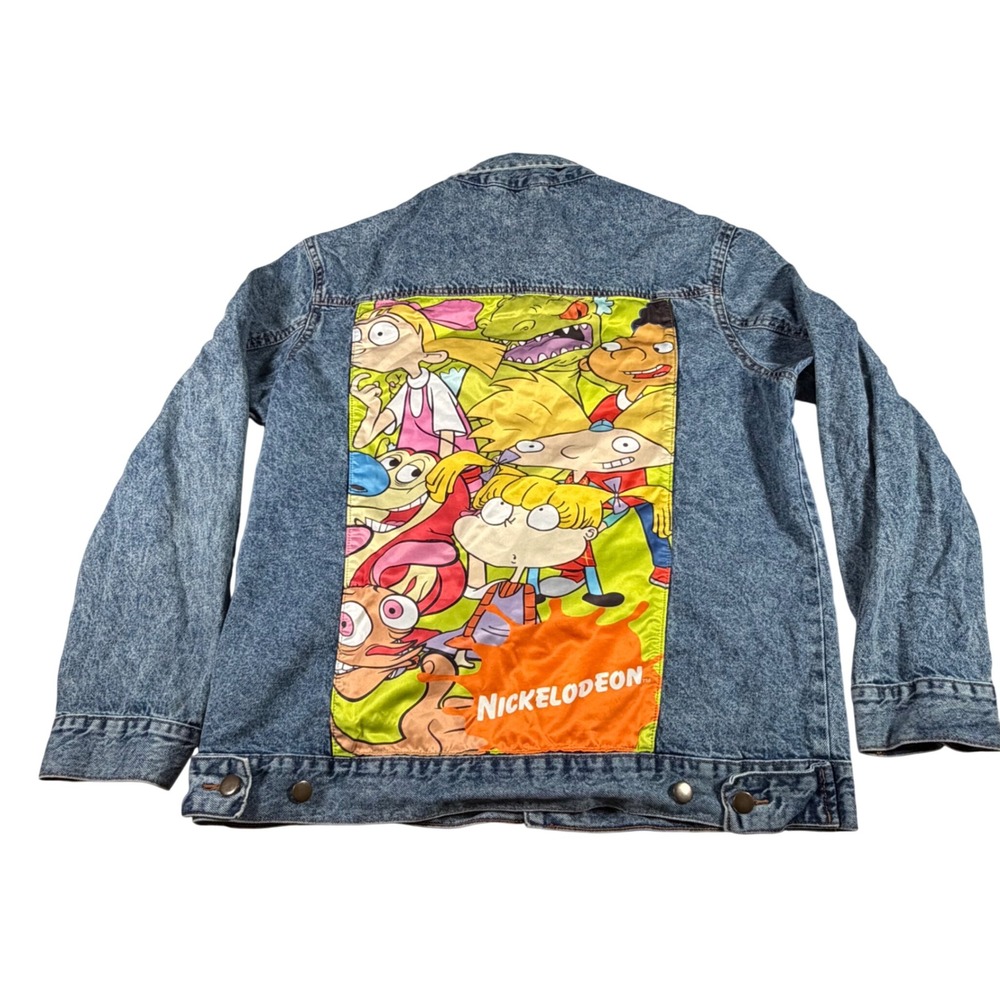 Nickelodeon Denim Jacket Mens Large Blue 90s‎ Nicktoons Graphic Trucker
